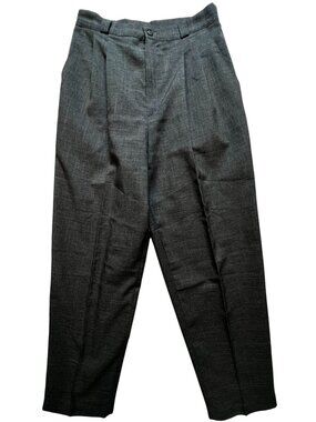 Briggs Women's Pleated Dress Pants Tapered Leg Size 12P Dark Gray Solid Pockets